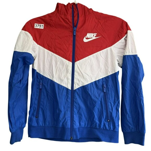 Nike Kids Windrunner Color Block Red White Blue Hooded Full Zip Jacket Medium - Picture 1 of 12